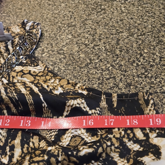 Worthington Snake Print Halter-type Top Beaded High Gathered Neckline Women's M - Picture 8 of 11